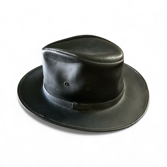 Henschel Hat Company Stark Leather Australian Hat Black Dakota Sz.Medium - Picture 7 of 8